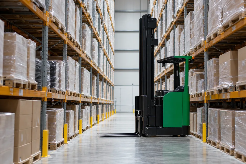 Reach truck hire for indoor racking, measured clearances and controlled warehouse handling.